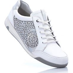 Buty sportowe damskie: Wygodne buty sportowe skórzane bonprix biało-srebrny