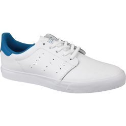 Adidas Seeley Court BB8587 buty sportowe, trampki męskie białe, niebieskie 42 2/3. Niebieskie buty sportowe męskie Adidas, bez wzorów, ze skóry, klasyczne, bez zapięcia. W wyprzedaży za 199,99 zł.