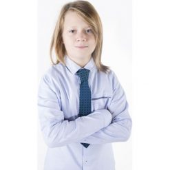 Koszula. Niebieskie koszule chłopięce ELEGANT JUNIOR BOY, w kratkę, z bawełny, eleganckie, bez kołnierzyka, z długim rękawem, długie. Za 62,90 zł.