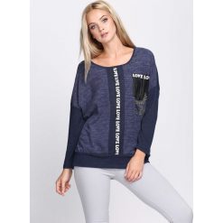 Granatowa Bluza Shiny Magic. Szare bluzy rozpinane damskie Born2be, l, z aplikacjami, z materiału, z długim rękawem, długie. Za 29,99 zł.