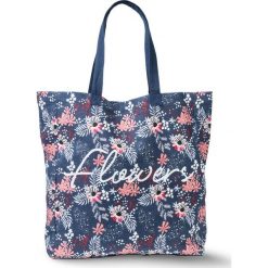 Torba worek "Flowers" bonprix kasztanowo-biało-ciemnoniebieski w kwiaty. Czerwone torby damskie na zakupy bonprix, w kwiaty, bez dodatków. Za 34,99 zł.