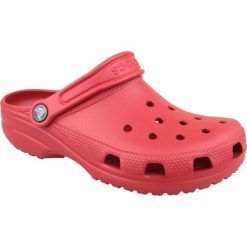 Crocs Classic 10001-6EN 36/37 Czerwone. Czerwone klapki damskie Crocs, bez wzorów, z syntetyku, bez obcasa. W wyprzedaży za 119,99 zł.