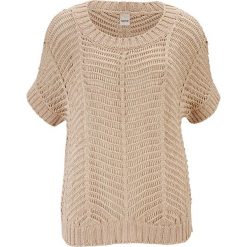 Sweter w kolorze beżowym. Brązowe swetry damskie Heine, bez wzorów, bez rękawów, bez kaptura. W wyprzedaży za 109,95 zł.