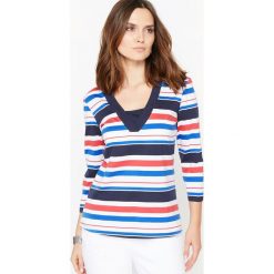 T-shirty damskie: T-shirt z bawełny czesankowej, tkane paski