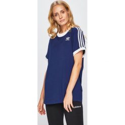 Adidas Originals - Top. Niebieskie topy damskie marki adidas Originals, z elastanu, z okrągłym kołnierzem. Za 129,90 zł.