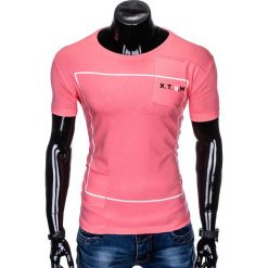 T-shirt męski z nadrukiem S954 - różowy. Różowe t-shirty męskie Ombre Clothing, s, z nadrukiem, bez kołnierzyka. Za 19,99 zł.