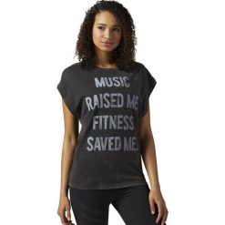 Topy sportowe damskie: Reebok Koszulka damska Stone Wash Tee czarna r. M (BR4332)
