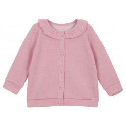 Bluzy dziewczęce: Rozpinana bluza ze srebrną nitką i ozdobną falbaną dla niemowlaka
