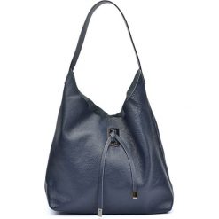 Shopper bag damskie: Skórzana torebka w kolorze granatowym – (S)41 x (W)44 x (G)11 cm