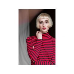 RED STRIPES TURTLENECK. Czerwone bluzki damskie The Hive, m, bez wzorów, z bawełny, z dekoltem na plecach, bez rękawów. Za 129,00 zł.