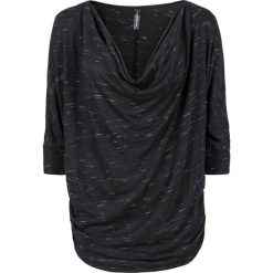Shirt z dekoltem "wodą" bonprix czarny melanż. Czarne koszulki damskie bonprix, bez wzorów, bez kołnierzyka. Za 74,99 zł.