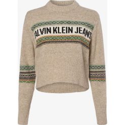 Calvin Klein Jeans - Sweter damski, beżowy. Brązowe swetry damskie Calvin Klein Jeans, m, bez wzorów, z jeansu, z krótkim rękawem, krótkie, bez kaptura. Za 539,95 zł.