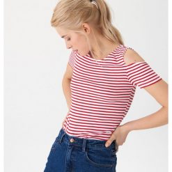 Koszulka typu cold shoulder - Czerwony. Czerwone koszulki damskie House, s, bez wzorów, bez kołnierzyka. Za 29,99 zł.