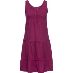 Sukienka bonprix jeżynowy. Fioletowe sukienki damskie bonprix, na plażę, bez wzorów, bez kołnierzyka, bez rękawów. Za 74,99 zł.