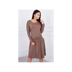 SUKIENKA POCKET CAPPUCINO. Pomarańczowe sukienki damskie Meleksima, s, z aplikacjami, z wiskozy, bez kołnierzyka, bez rękawów. Za 116,35 zł.