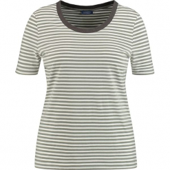Koszulka w kolorze oliwkowo-kremowym. Brązowe t-shirty damskie marki SAMOON, w paski, z klasycznym kołnierzykiem. W wyprzedaży za 65,95 zł.
