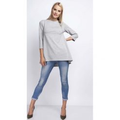 Szara Luźna Asymetryczna Bluzka z Rękawami 3/4. Szare bluzki wizytowe marki Molly.pl, s, z jeansu. Za 109,90 zł.