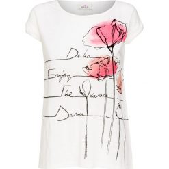 T-shirt DEHA DANCE. Czarne bluzki damskie Deha, z nadrukiem, z bawełny, z okrągłym kołnierzem. W wyprzedaży za 145,00 zł.