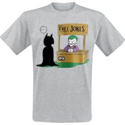 Batman Joker - Free Jokes T-Shirt odcienie szarego. Szare t-shirty męskie marki Batman, l, z nadrukiem, z okrągłym kołnierzem. Za 74,90 zł.