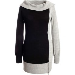 Sweter bonprix czarno-szary. Czarne swetry damskie bonprix, bez wzorów, z dzianiny, bez rękawów, bez kaptura. Za 44,99 zł.