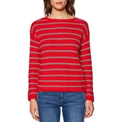 Sweter w kolorze czerwonym. Czerwone swetry damskie Esprit Woman, s, w paski, ze splotem, bez rękawów, bez kaptura. W wyprzedaży za 99,95 zł.