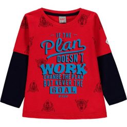 Koszulka w kolorze czerwonym. Czerwone t-shirty chłopięce Kanz, z nadrukiem, z bawełny, z długim rękawem. W wyprzedaży za 32,95 zł.