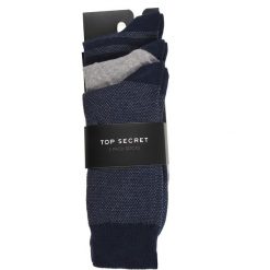 3PACK SKARPETKI MĘSKIE. Czarne skarpetki męskie Top Secret, w paski, z dzianiny. Za 29,99 zł.