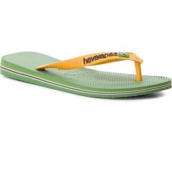 Japonki HAVAIANAS - Brasil Logo 41108500078 Green Bamboo. Żółte japonki damskie Havaianas, z tworzywa sztucznego, bez zapięcia. W wyprzedaży za 89,00 zł.
