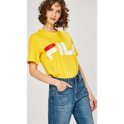Fila - Top. Brązowe topy damskie Fila, l, z nadrukiem, z bawełny, z krótkim rękawem. Za 129,90 zł.