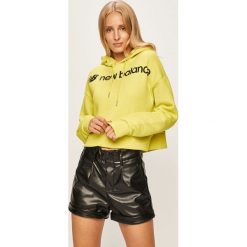 New Balance - Bluza. Żółte bluzy damskie New Balance, s, z nadrukiem, z elastanu, bez rękawów, z kapturem. W wyprzedaży za 199,90 zł.