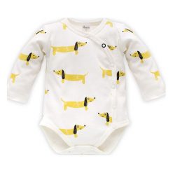 Pinokio Body Chłopięce Zawijane Funny Dog 56 Białe. Białe body niemowlęce marki Pinokio, z bawełny, z długim rękawem. Za 33,00 zł.