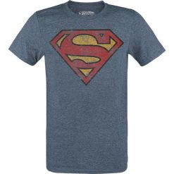 Superman Logo T-Shirt odcienie niebieskiego. Niebieskie t-shirty męskie marki Superman, l, z nadrukiem, z okrągłym kołnierzem. Za 74,90 zł.