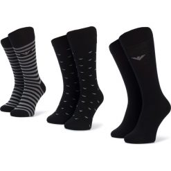 Zestaw 3 par wysokich skarpet męskich EMPORIO ARMANI - 302402 9A283 00120 r.39/46 Black. Czarne skarpetki męskie Emporio Armani, bez wzorów, z elastanu. W wyprzedaży za 89,00 zł.