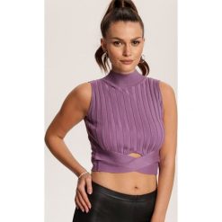 Lawendowa Bluzka Zarintyse. Fioletowe bluzki damskie Renee, s, bez wzorów, bez kołnierzyka, bez rękawów. Za 79,99 zł.