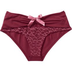 Figi "panty" bonprix bordowy. Czerwone panty damskie bonprix, w koronkowe wzory. Za 24,99 zł.