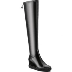 Muszkieterki GUESS - Felicia FLFEL4 ELE11 BLACK. Czarne buty zimowe damskie marki Guess, z materiału, na obcasie. W wyprzedaży za 439,00 zł.