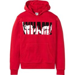Bluza z kapturem "WHAM" Slim Fit bonprix czerwony z nadrukiem. Czerwone bluzy męskie bonprix, s, z nadrukiem, z kapturem, bez rękawów, z kapturem. Za 109,99 zł.