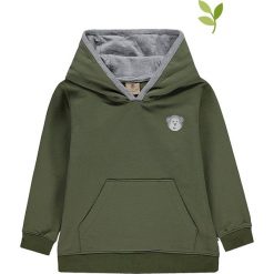 Bluza w kolorze zielonym. Zielone bluzy niemowlęce Mother Nature & Me, z aplikacjami, z bawełny, bez rękawów, bez kaptura. W wyprzedaży za 62,95 zł.
