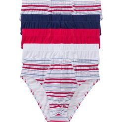 Slipy maxi (5 par) bonprix biały + czerwony granatowy + kobaltowy w paski. Białe slipy męskie marki bonprix, xl, w paski. Za 49,95 zł.