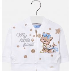 Mayoral - Bluza dziecięca 68-98 cm. Białe bluzy dziewczęce Mayoral, z nadrukiem, z elastanu. W wyprzedaży za 79,90 zł.