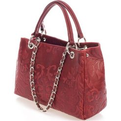 Torebki klasyczne damskie: Skórzana torebka w kolorze czerwonym – 42 x 30 x 14 cm