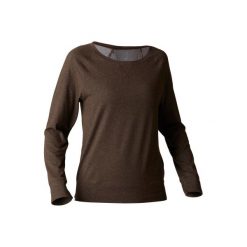 Koszulka długi rękaw Gym & Pilates 500 damska. Brązowe bluzki sportowe damskie DOMYOS, l, z bawełny. W wyprzedaży za 29,99 zł.