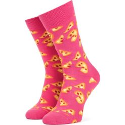 Skarpety Wysokie Unisex HAPPY SOCKS - PIZ01-3500 Kolorowy Różowy. Różowe skarpetki damskie Happy Socks, bez wzorów, z elastanu. Za 39,90 zł.