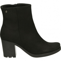 Botki - 1002 NUB NERO. Czarne botki damskie na zamek Venezia, z nubiku. Za 259,00 zł.