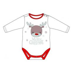 Lafel Body Dziecięce Christmas, 80, Białe. Białe body niemowlęce Lafel, z nadrukiem, z bawełny, wizytowe, z długim rękawem. Za 33,00 zł.