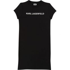 Karl Lagerfeld - Sukienka dziecięca 156-162 cm. Różowe sukienki dziewczęce KARL LAGERFELD, z nadrukiem, z bawełny, z krótkim rękawem, krótkie, mini, proste. Za 299,90 zł.
