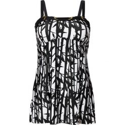 Tankini z dłuższym topem (2 części) bonprix czarno-biały. Czarne stroje kąpielowe damskie bonprix, bez wzorów. Za 129,99 zł.