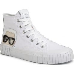 Trampki KARL LAGERFELD - KL60250 White Canvas. Białe półbuty damskie KARL LAGERFELD, bez wzorów, z gumy, bez zapięcia. Za 639,00 zł.