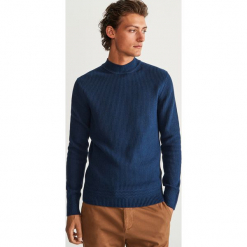 Sweter z półgolfem - Granatowy. Niebieskie swetry klasyczne męskie marki Reserved, l. Za 119,99 zł.