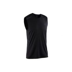 Koszulka do biegania bez rękawów RUN DRY+ męska. Czarne koszulki męskie KALENJI, xl, z elastanu, do biegania. Za 39,99 zł.